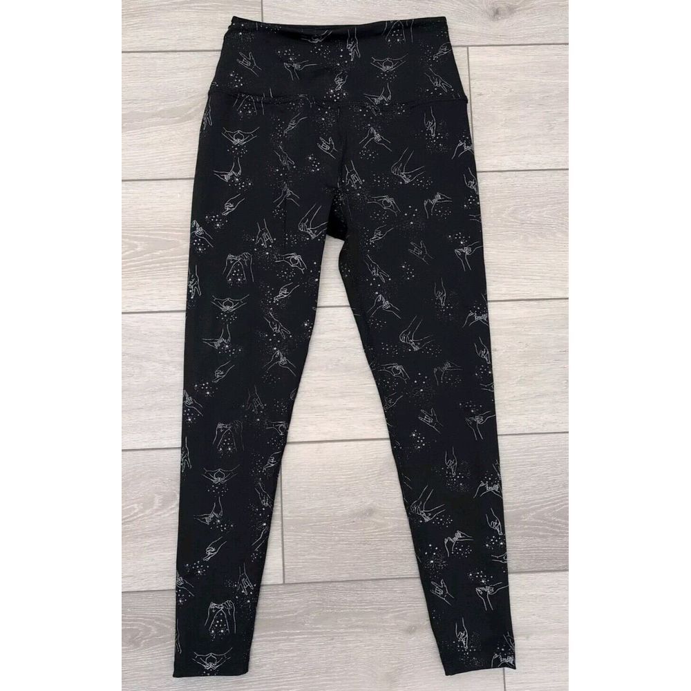Beyond Yoga High Waisted Love‎ Struck Midi Legging Size M Black Silver Dizzy BFF